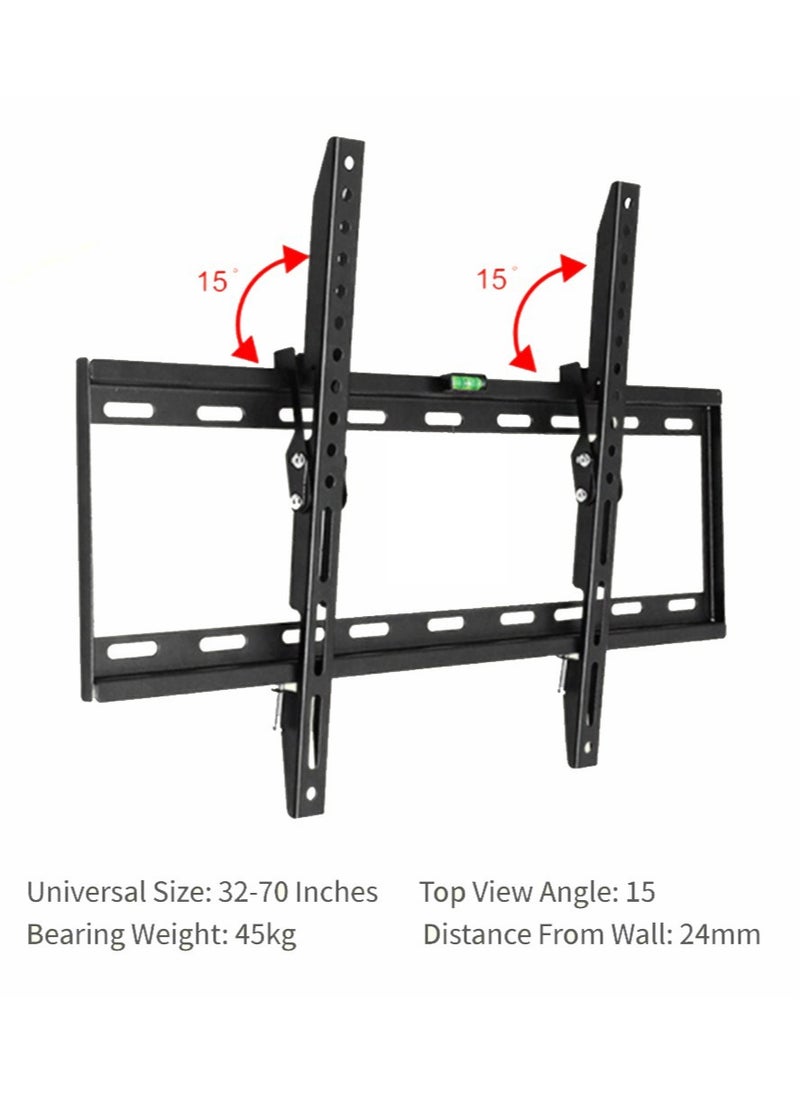 FlashHawk Heavy-Duty TV Wall Mount Bracket for 32-70 Inch Screens, 45KG Load Capacity with ±15° Tilt, Anti-Rust Steel & Quadruple Hook Lock Design, Universal VESA 600x400mm  - Image 4