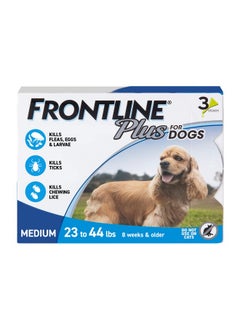 Frontline Plus Flea And Tick Treatment For Medium Dogs Up To 23 To 44 Lbs. 3 Treatments  - Image 1
