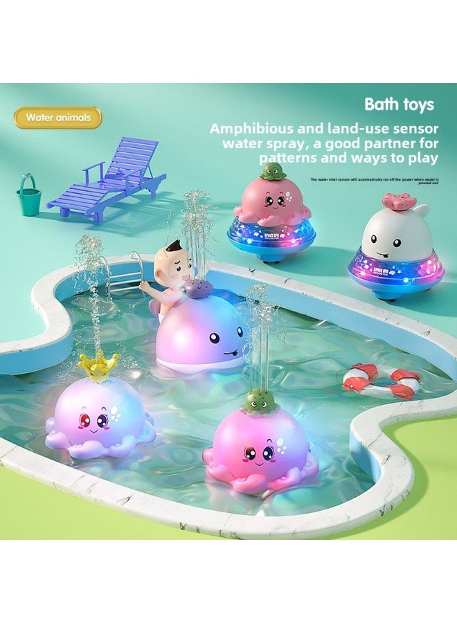 Baby Bath Water Play Toy Automatic Induction Water Spray Ball Small Whale Light Baby Bathroom Amphibious-Color: Swimming Water Spray Small Blue Seal + Cartoon Nozzle - Image 3