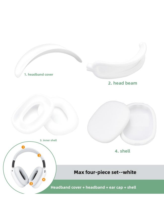 Generic - Digital Computer/bluetooth Headset Case/bluetooth Headset Shell Protective Cover For Airpods Pro-Color:max Four-piece White (head Beam + Beam + Ear Cap + Shell)-Model:Applicable To Airpods Max - Image 1