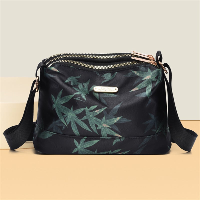 Women's Layered Crossbody Bag with Bamboo Leaf Print - Image 5