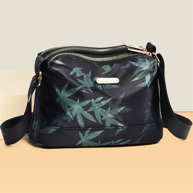 Women's Layered Crossbody Bag with Bamboo Leaf Print - Image 3