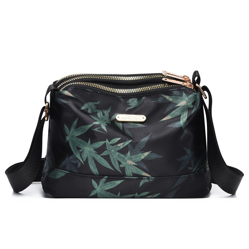 Women's Layered Crossbody Bag with Bamboo Leaf Print - Image 1
