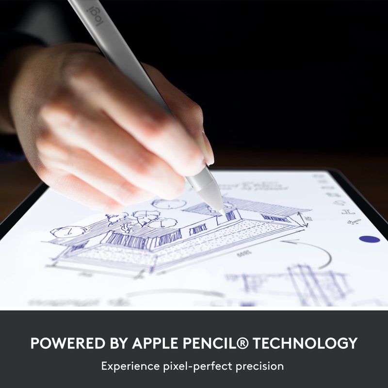 Logitech Crayon Digital Pencil for iPad (USB C Port Compatibility Only) Featuring Apple Pencil Technology, No Lag Pixel-Precision, and Dynamic Smart Tip with Fast USB C Charge - Silver - Image 2