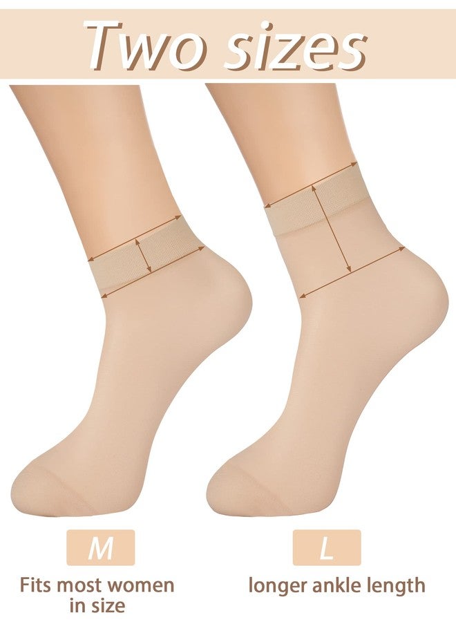 Geyoga 12 Pairs Sheer Ankle Socks Thin Nylon Transparent Ankle High Hosiery Socks Short Dress Stockings for Women(Medium,Nude Color) - Image 3