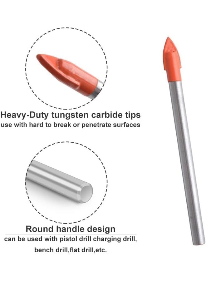 NJM 10 Pieces Drill Bits 6mm Glass and Tile Drill Bit Set Tungsten Carbide Drilling Tool - Image 3