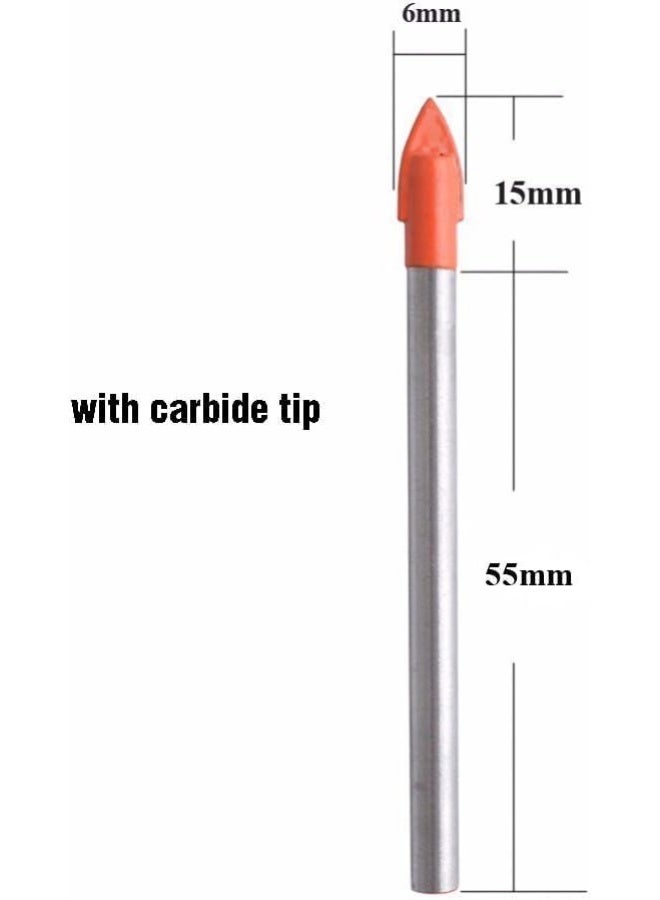 NJM 10 Pieces Drill Bits 6mm Glass and Tile Drill Bit Set Tungsten Carbide Drilling Tool - Image 2