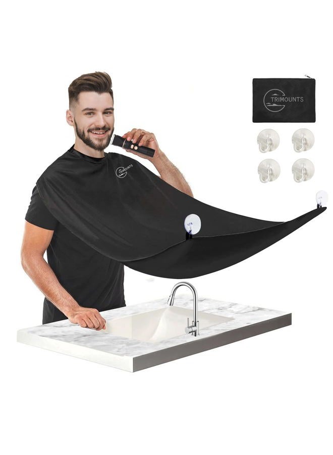 Trimounts Beard Bib Apron for Men,Beard Hair Catcher for Sink Non-Stick Beard Cape,1 Size Fits All,Grooming Accessorie Gift for Dad or Husband(Black) - Image 1