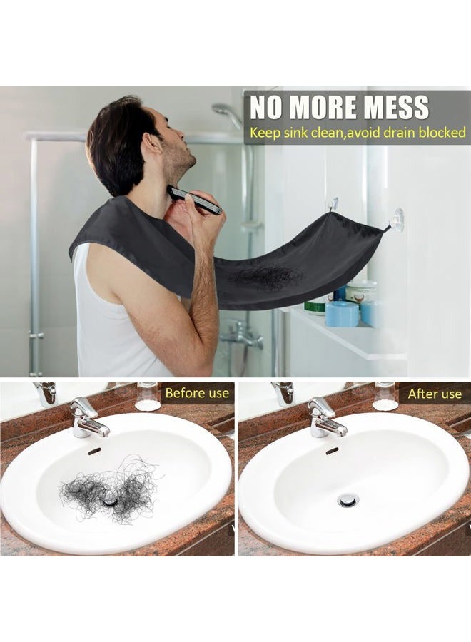 Trimounts Beard Bib Apron for Men,Beard Hair Catcher for Sink Non-Stick Beard Cape,1 Size Fits All,Grooming Accessorie Gift for Dad or Husband(Black) - Image 2