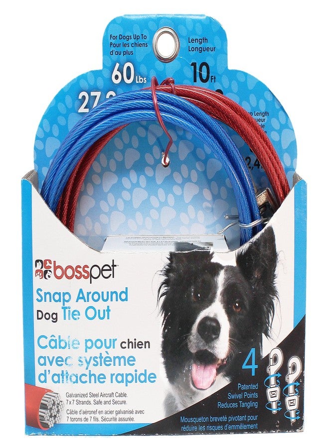 Boss Pet Q2515 000 99 10' Large Dog Snap Around Pdq Tie-Out - Image 1