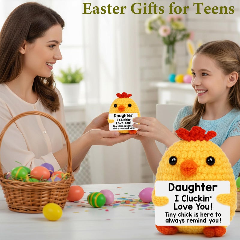 BdayPtion Daughter Gifts Easter Basket Stuffers for Teens Girl from Mom Dad, Mothers Day Daughter Gifts, Daughters Birthday Gift from Mother Father, Funny Handmade Crochet Chicken Gift for I Love You Daughters - Image 3