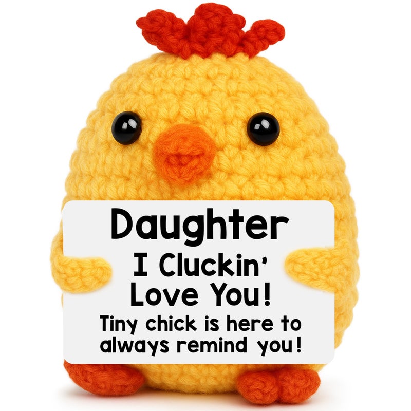 BdayPtion Daughter Gifts Easter Basket Stuffers for Teens Girl from Mom Dad, Mothers Day Daughter Gifts, Daughters Birthday Gift from Mother Father, Funny Handmade Crochet Chicken Gift for I Love You Daughters - Image 1