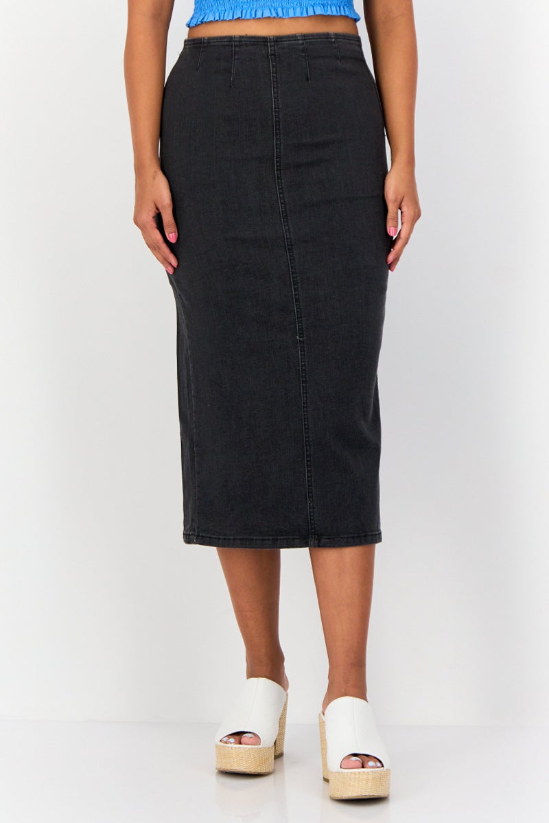 Don't Call Me Jennyfer Women Washed Midi Skirt, Washed Black  - Image 1