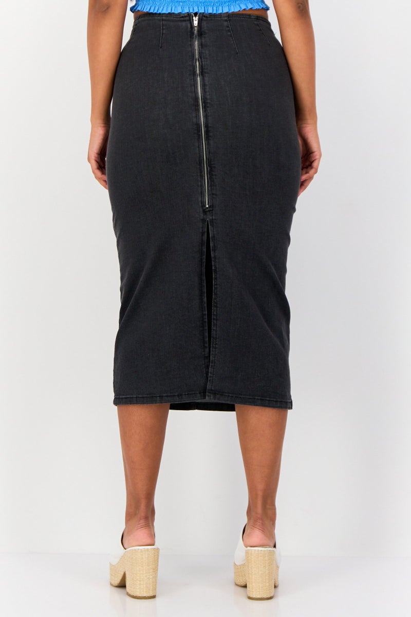 Don't Call Me Jennyfer Women Washed Midi Skirt, Washed Black  - Image 2