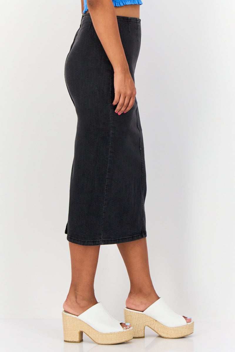 Don't Call Me Jennyfer Women Washed Midi Skirt, Washed Black  - Image 3