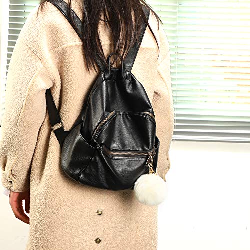 Soleebee Soft Artificial Rabbit Fur Keychain Plush Ball Key Ring Cute Pom Pom Bag Charm for Women Girls (Beige) - Image 3