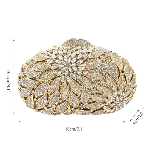 DEBIMY Luxury Flower Evening Clutch Bags Dazzling Rhinestone Clutch Purse for Women Crystal Wedding Party Handbags, Colorful - Image 2