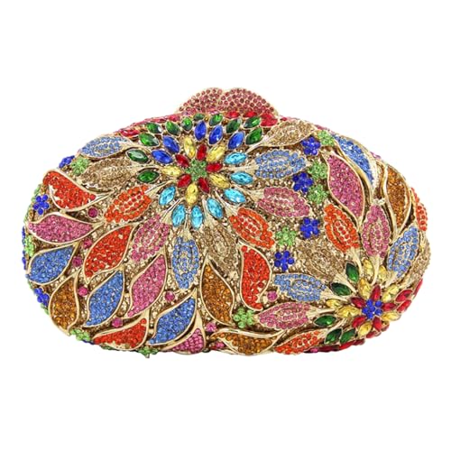 DEBIMY Luxury Flower Evening Clutch Bags Dazzling Rhinestone Clutch Purse for Women Crystal Wedding Party Handbags, Colorful - Image 1