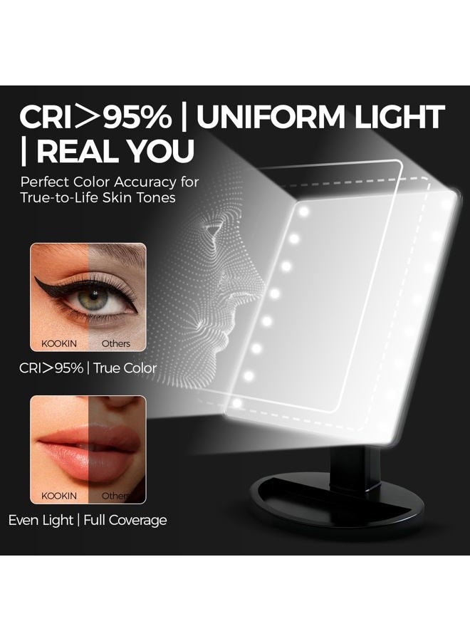 KOOKIN Lighted Vanity Makeup Mirror with 16 Led Lights 180 Degree Free Rotation Touch Screen Adjusted Brightness Battery USB Dual Supply Bathroom Beauty Mirror (Black) - Image 4