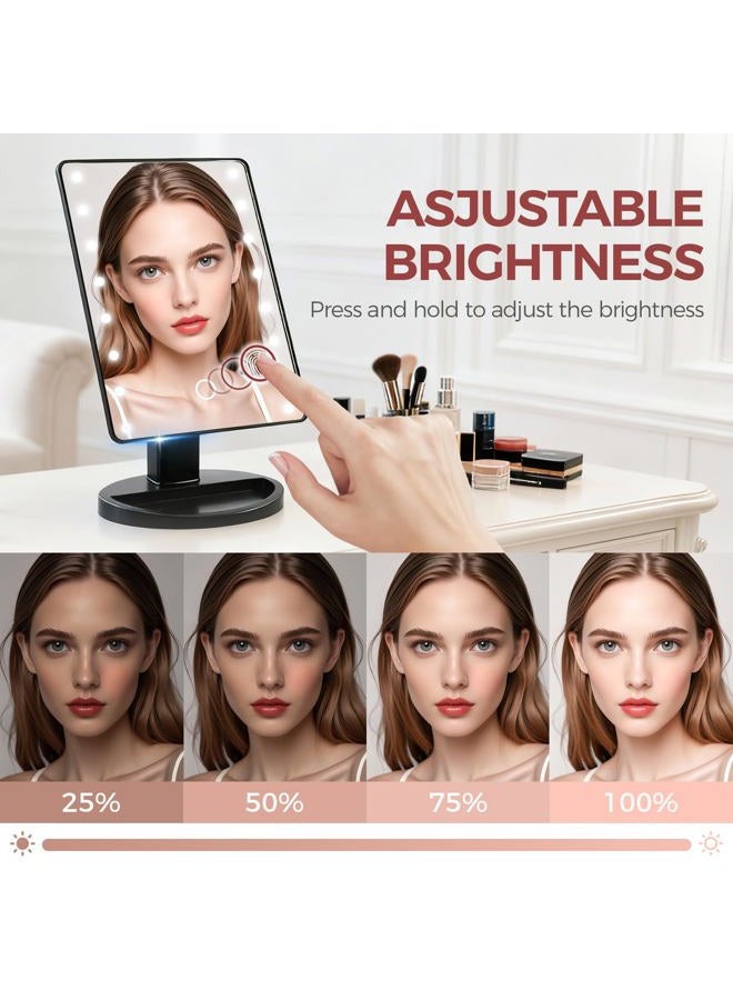 KOOKIN Lighted Vanity Makeup Mirror with 16 Led Lights 180 Degree Free Rotation Touch Screen Adjusted Brightness Battery USB Dual Supply Bathroom Beauty Mirror (Black) - Image 3