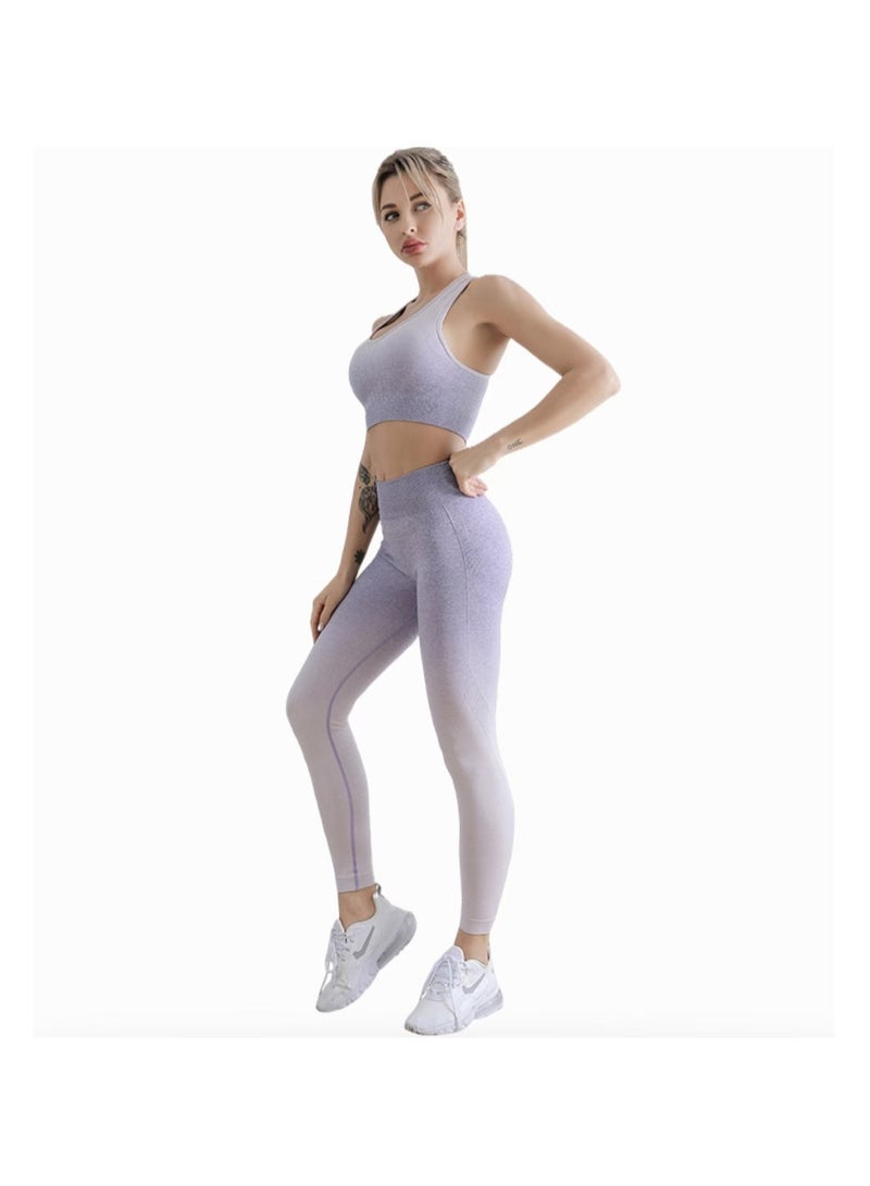 Bear Striped Pattern Sports Suit Set Grey/Pink - Image 2