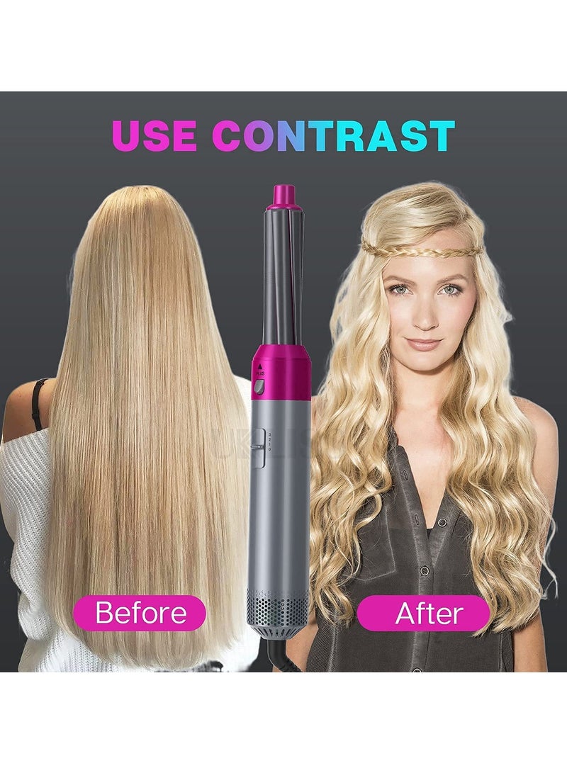 5 in 1 Hair Dryer Brush with Hair Volumizer,Hot Air Brush,Scalp Massager,Curler and Straightener for Women Hair Styling (Fuchsia) - Image 2