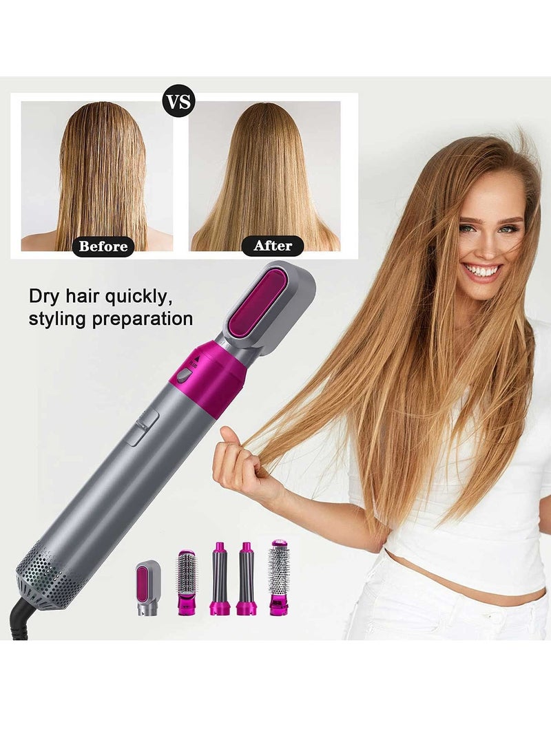5 in 1 Hair Dryer Brush with Hair Volumizer,Hot Air Brush,Scalp Massager,Curler and Straightener for Women Hair Styling (Fuchsia) - Image 5