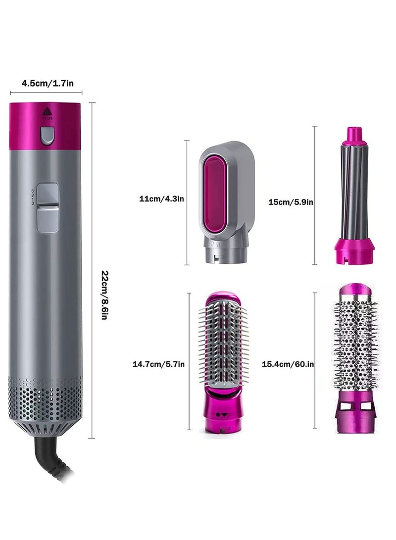 5 in 1 Hair Dryer Brush with Hair Volumizer,Hot Air Brush,Scalp Massager,Curler and Straightener for Women Hair Styling (Fuchsia) - Image 3