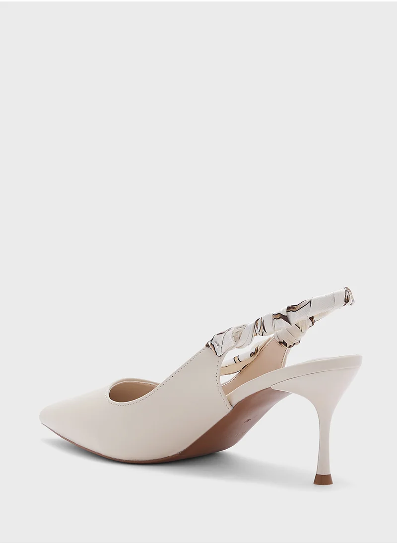 ايلا Scarf  Detail Pointy Toe Sling Back Pump