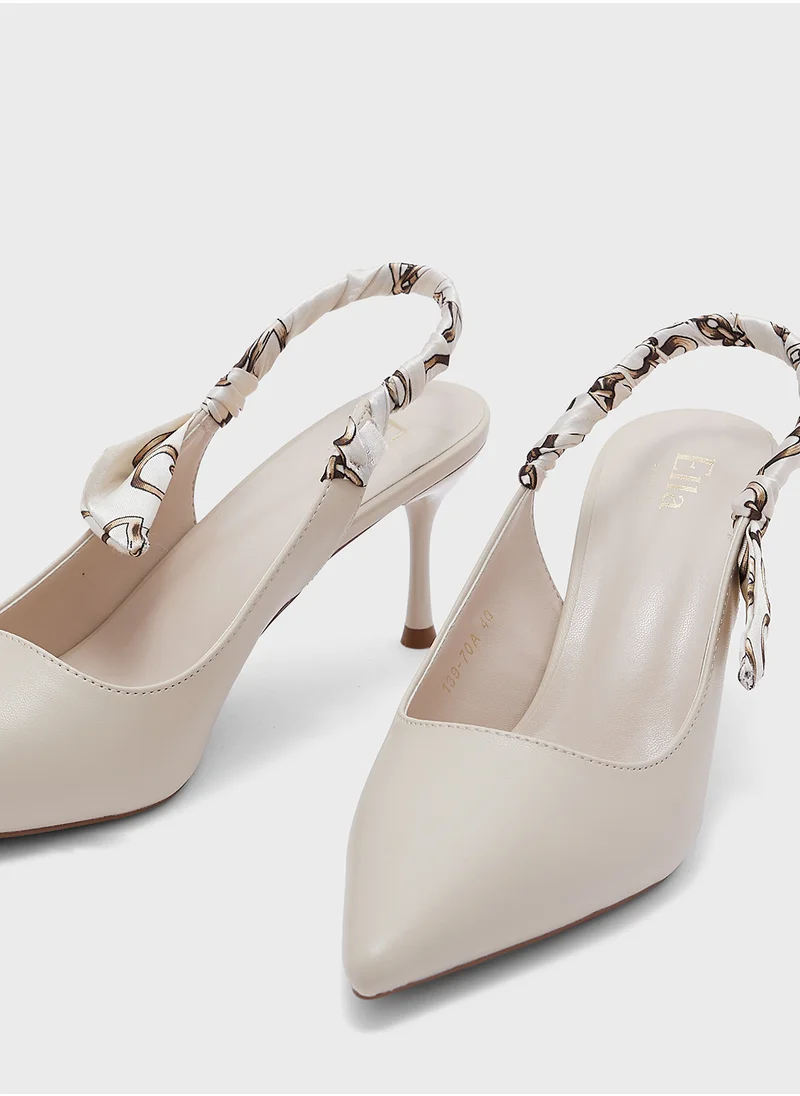 ايلا Scarf  Detail Pointy Toe Sling Back Pump