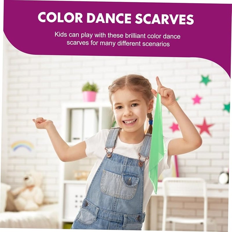 12 قطعة من مناديل الرقص الملونة للأطفال، مناسبة للعروض والألعاب والأنشطة، وتتميز بنسيج قابل للتنفس. - Image 3