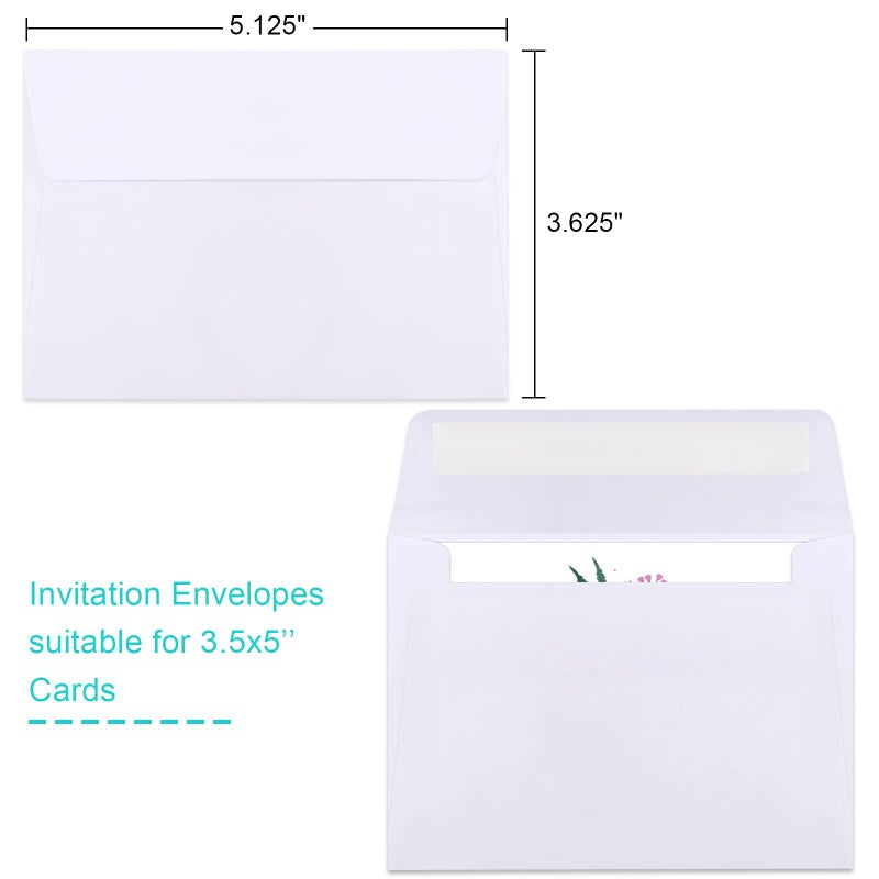 Joyberg 90 Packs A1 Envelopes, 3.625x5.125" Envelopes White, Small Envelope RSVP Envelope, Self Seal for Weddings, Photos, Postcards, Greeting Cards, Mailing - Image 2