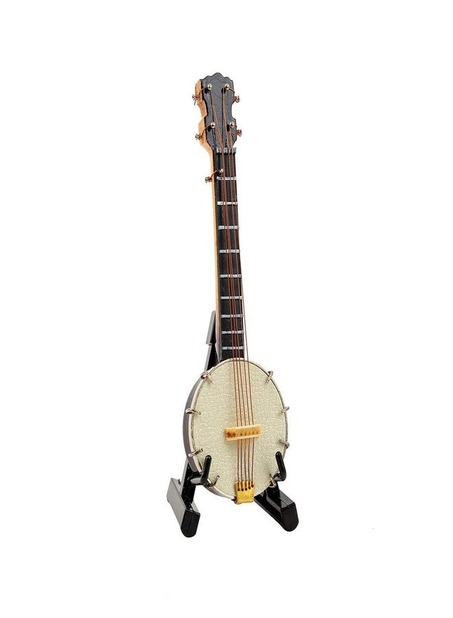 Dselvgvu Wooden Miniature Banjo with Stand and Case Mini Musical Instrument Banjo Replica Collectible Figurines Dollhouse Accessories Model Home Decoration Display Ornament (3.94"x1.31"x0.55") - Image 5