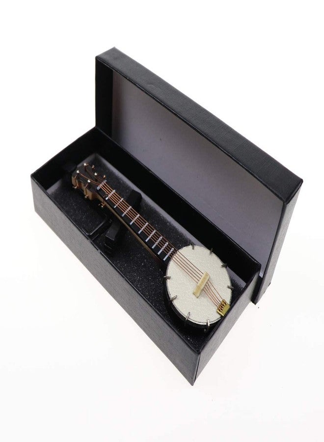 Dselvgvu Wooden Miniature Banjo with Stand and Case Mini Musical Instrument Banjo Replica Collectible Figurines Dollhouse Accessories Model Home Decoration Display Ornament (3.94"x1.31"x0.55") - Image 4