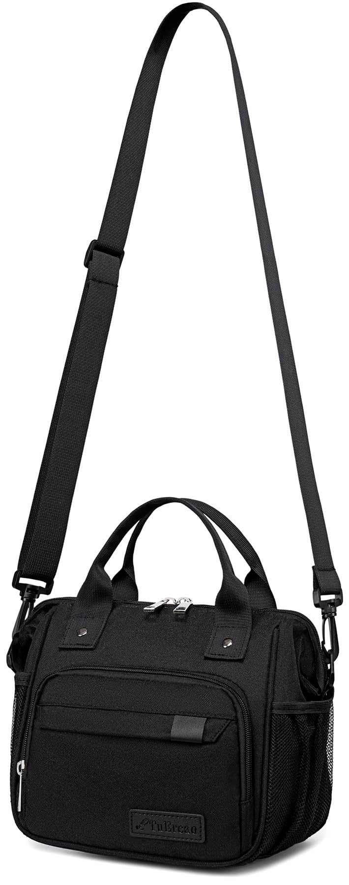 Small Lunch Bag Lightweight Insulated Lunch Box for Women Work Portable Soft Cooler for Picnic Travel Road Trips Loncheras para Mujer Black