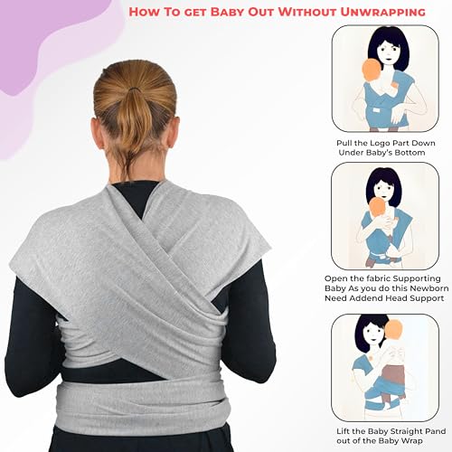Bembika Baby Essential Hands Free Baby Carrier Wrap Breathable Lightweight Baby Wrap Carrier Cloth Suitable for Newborn, Infants – (Blue) - Image 5