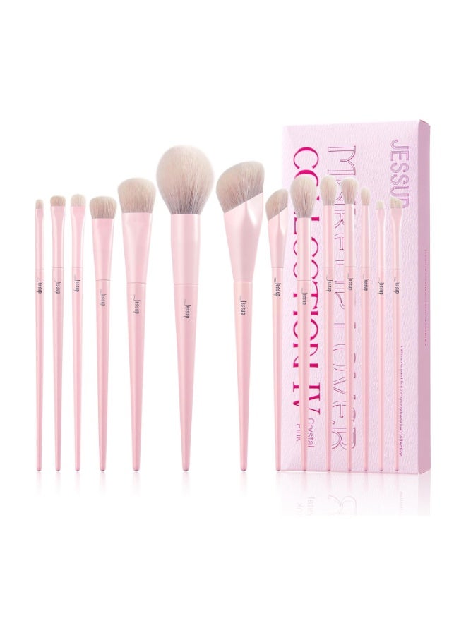 Jessup Pink Makeup Brushes Set 14Pcs Premium Vegan Foundation Concealer Blush Eyeshadow Eyeliner Powder Highlighter Blending Face Brush Set, T495 - Image 1