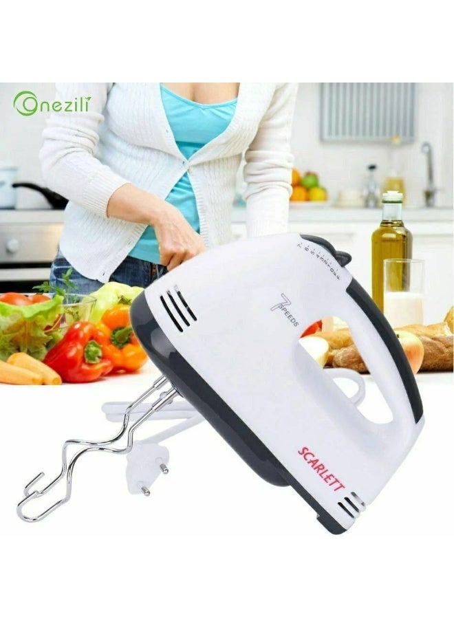 Prepare delicious desserts and fluffy baked goods in minutes with this high-efficiency Electric Hand Mixer. Powered by a robust motor and featuring multiple adjustable speed settings, it effortlessly whips eggs, beats cream, and mixes light batters to perfection. Designed with a lightweight, ergonomic handle and durable, easy-to-clean stainless steel beaters, it delivers the ultimate, time-saving baking companion for every kitchen passionate about professional results. - Image 2