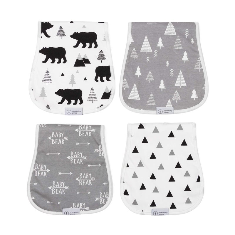 Pondering Pine Organic Burp Cloths for Baby Boys and Girls with Bag - XLarge Absorbent Burping Clothes, Newborn Towel, Milk Spit Up Rags, Burpy Cloth Bib for Unisex, Boy, Girl, Baby Bear Woodland, 4 Pack - Image 4