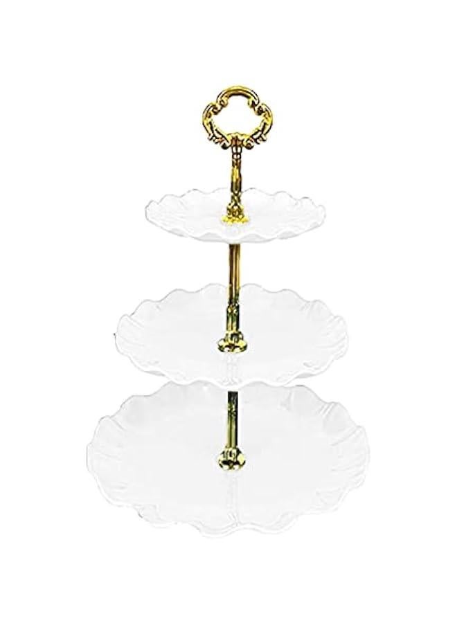 3-Tier Dessert Cake Stand, Tiered Serving Cake Stand Small Cupcake Stand Cookie Tray Rack Candy Buffet Set Up Fruit Plate for Tea Party, Wedding and Birthday (White) - Image 1