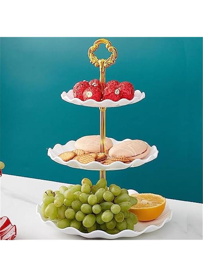 3-Tier Dessert Cake Stand, Tiered Serving Cake Stand Small Cupcake Stand Cookie Tray Rack Candy Buffet Set Up Fruit Plate for Tea Party, Wedding and Birthday (White) - Image 3