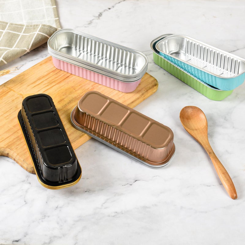 Findful Mini Loaf Baking Pans with Lids and Spoons (50 Pack, 6.8oz) Rectangle Aluminum Foil Baking Pans Tins Containers - Cupcake Containers Wrappers Cheesecake Creme Brulee Ramekins - Image 4