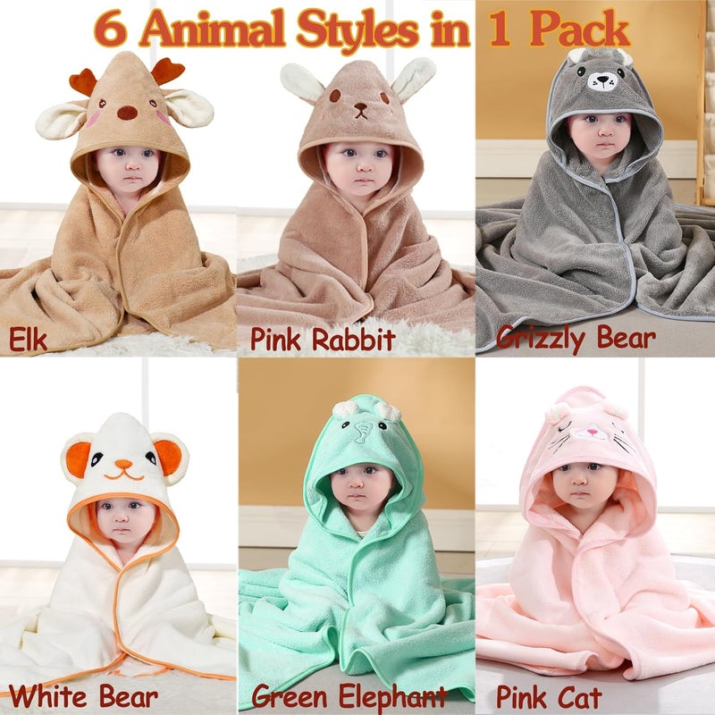 BEFACL 6pack Hooded Baby Towels Premium Ultra Soft Absorbent Coral Fleece Baby Bath Towel for Newborns Toddlers and Kids 32x32 in Natural Baby Stuff Towel with Hood for Boy and Girl - Image 2