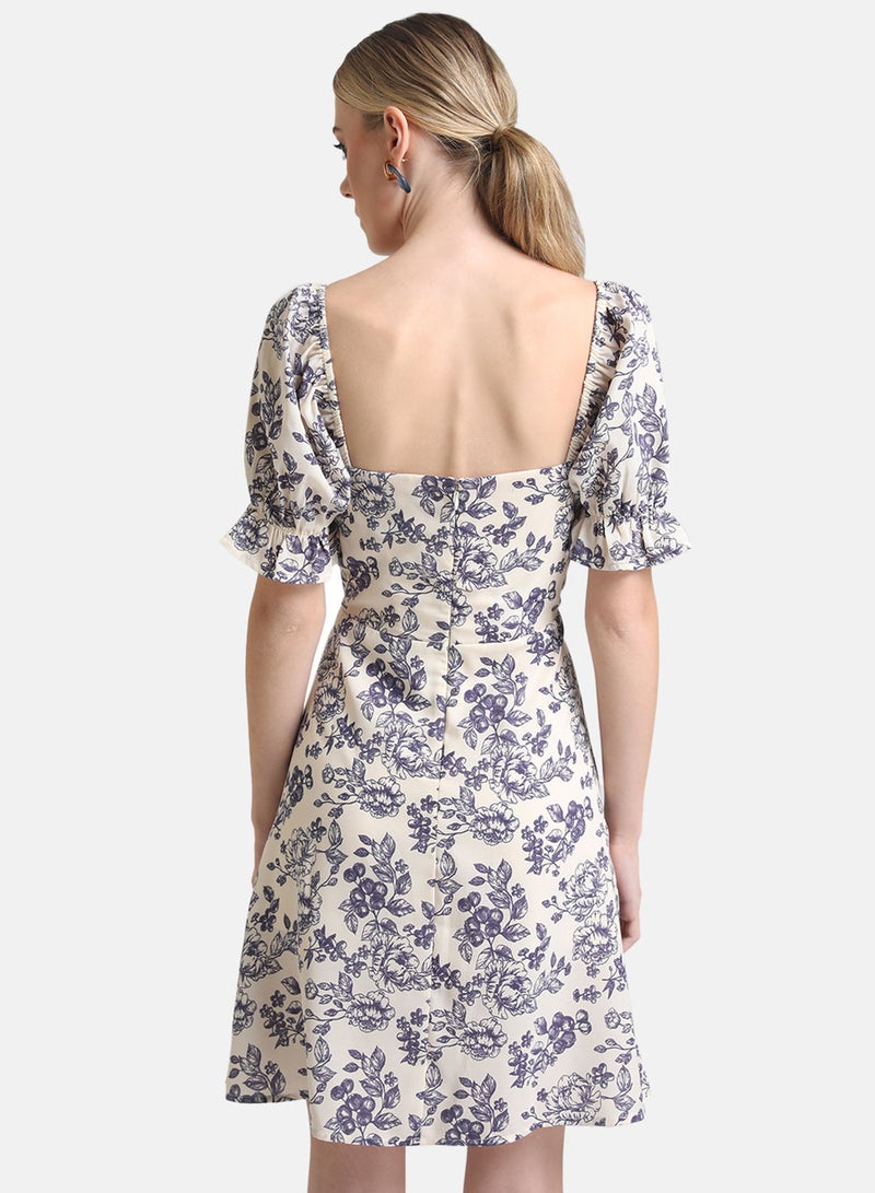 Kazo Printed Mini Dress With Puff Sleeves  - Image 3