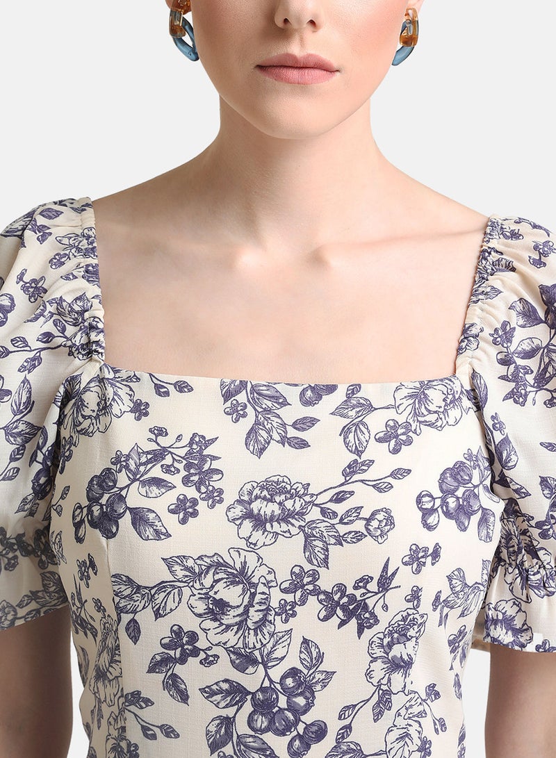 Kazo Printed Mini Dress With Puff Sleeves  - Image 5
