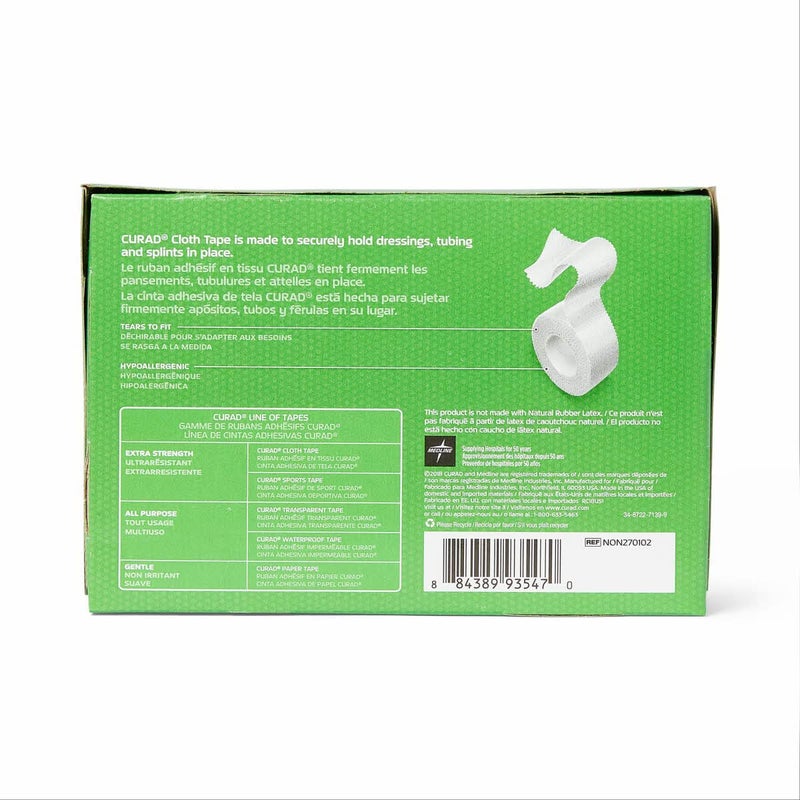 CURAD Cloth Silk Adhesive Medical Tape 2 Inch x 10 Yard Roll Box of 6 - Image 2