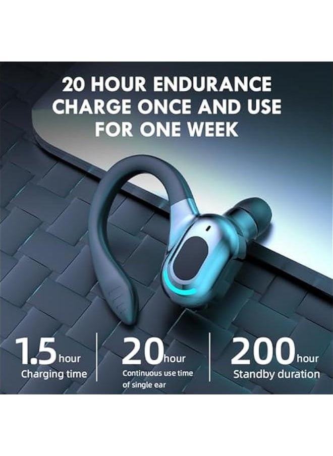 Generic - Wireless Earbuds with Earhooks Single Bluetooth Earpiece Sports Headphones Over the Ear Running Workout Wrap Around Earbuds 20H Long Battery Life Waterproof Noise Cancelling Headset for Android iOS - Image 1