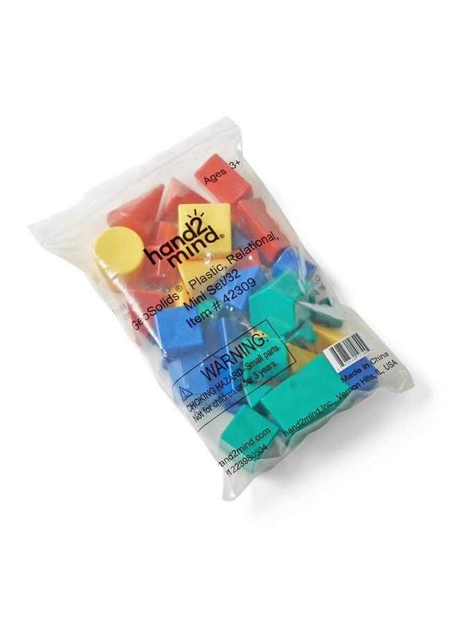 hand2mind Mini Plastic GeoSolids Relational Shapes, Set of 32 Blocks - Image 4