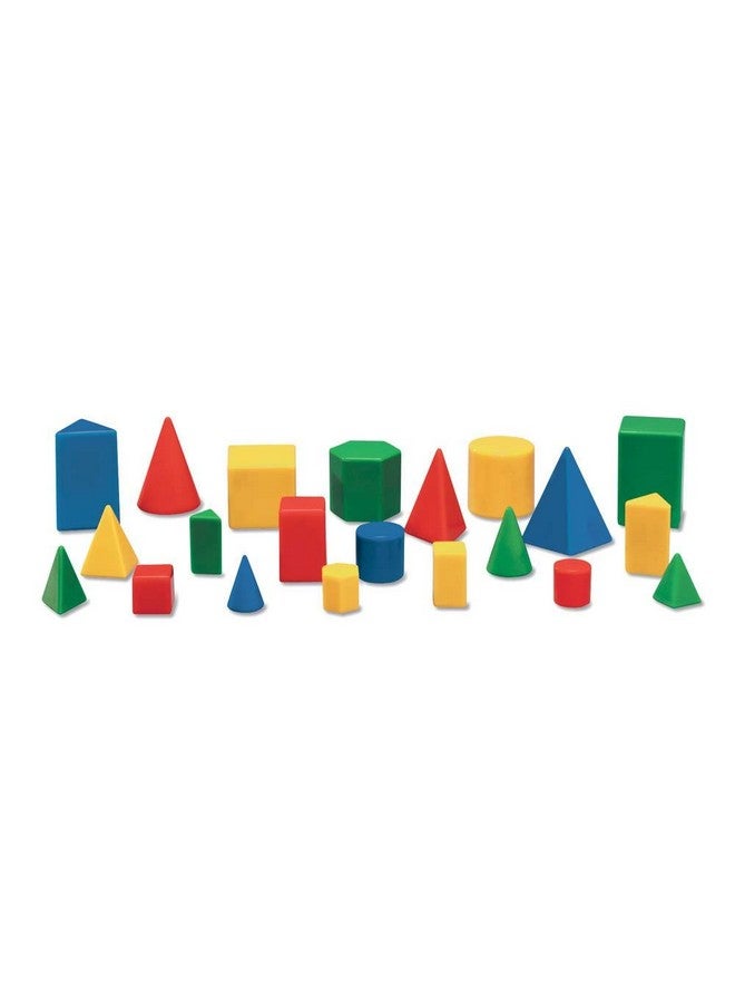 hand2mind Mini Plastic GeoSolids Relational Shapes, Set of 32 Blocks - Image 1