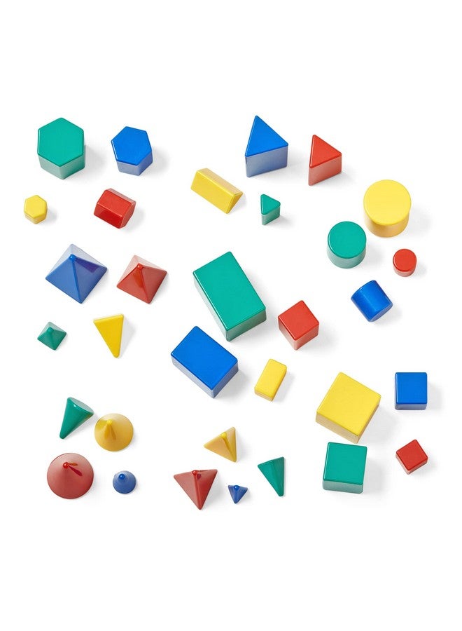 hand2mind Mini Plastic GeoSolids Relational Shapes, Set of 32 Blocks - Image 2